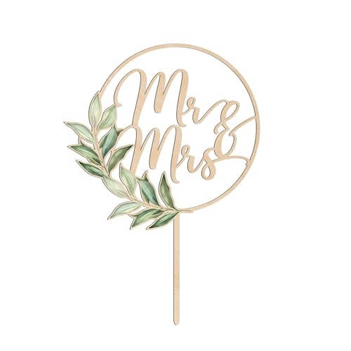 Yamobi Holz Cake Topper Hochzeit, Tortenstecker Hochzeit Mit Schöner Verpackung, Perfekt Für 6 Bis 8 Zoll Hochzeitstorte, Hochzeitstorte Deko Mr & Mrs von Yamobi