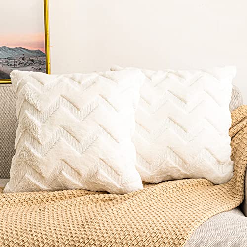 Yamonic Wolle Kissenbezüge Weich Dekokissen Welle Polyster Sofakissen Couchkissen, Kissenbezug mit Verstecktem Reißverschluss, 2er Set Zierkissenbezug für Wohnzimmer Schlafzimmer, 45x45cm, Cremeweiß Yamonic Wolle Kissenbezüge Weich Dekokissen Welle Polyster Sofakissen Couchkissen, Kissenbezug mit Verstecktem Reißverschluss, 2er Set Zierkissenbezug für Wohnzimmer Schlafzimmer, 45x45cm, Cremeweiß von Yamonic