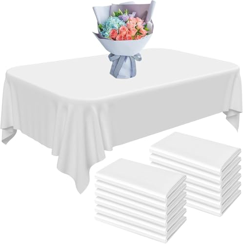 12 Weiß Tischdecken, wasserdichte Einweg-Tischdecken aus Kunststoff für rechteckige Tische, weiße Tischdecken für Drinnen Oder Draußen, Party, Geburtstag, Hochzeit, Weihnachten (137 x 274 cm) von YancLife