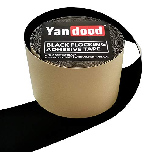 Yandood Schwarzes beflocktes Klebeband, 7,6 cm x 9,1 m, Projektionsleinwand Filzband, Bordüre, ultrahoher Kontrast, tiefschwarze Filzstreifen für Projektor-Leinwand Rahmen DIY von Yandood
