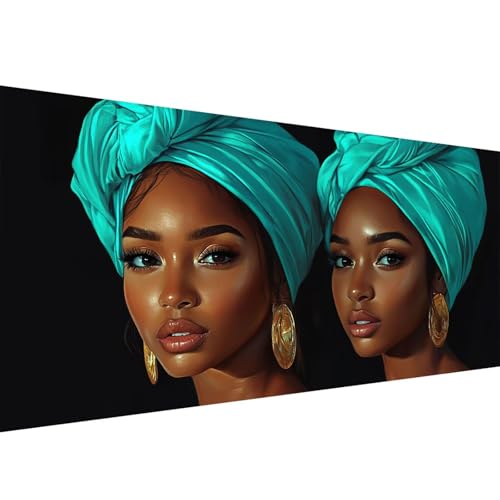 Diamond Painting Blau 5D Afrikanische Frau Diamant Painting Bilder Erwachsene und Anfänger, Diamant Malerei Bastelset Erwachsene, DIY Mosaikherstellung Basteln für Wanddeko Geschenke, 100x200cm W1-49 von Yanefaei