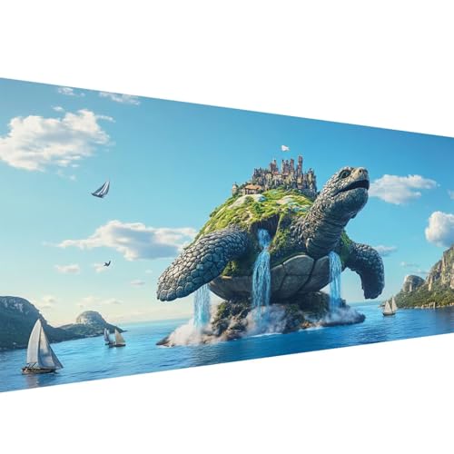 Diamond Painting Erwachsene kleine Insel,Schildkröte Diamant Painting Bilder 80x220cm,DIY Cross Stickerei Diamant Malerei Kits für Erwachsene und Kinder,Mosaikherstellung Bastelset für Wand Deko W1-54 von Yanefaei