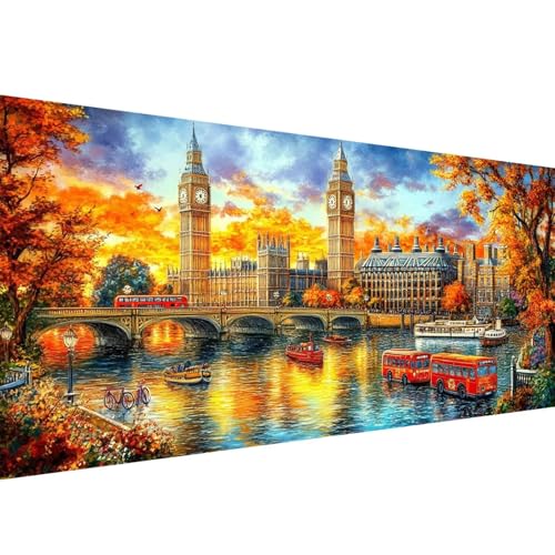 Diamond Painting London 5D Big Ben Diamant Painting Bilder Erwachsene und Anfänger,Diamant Malerei Bastelset Erwachsene,DIY Mosaikherstellung Basteln für Wanddeko Wohnzimmer Geschenke,80x220cm W1-37 von Yanefaei