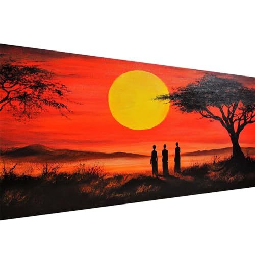 Diamond Painting Sonnenuntergang 5D Afrikanische Frau Diamant Painting Bilder Erwachsene und Anfänger, Diamant Malerei Bastelset Erwachsene, DIY Mosaikherstellung Basteln für Wanddeko, 100x200cm W1-45 von Yanefaei
