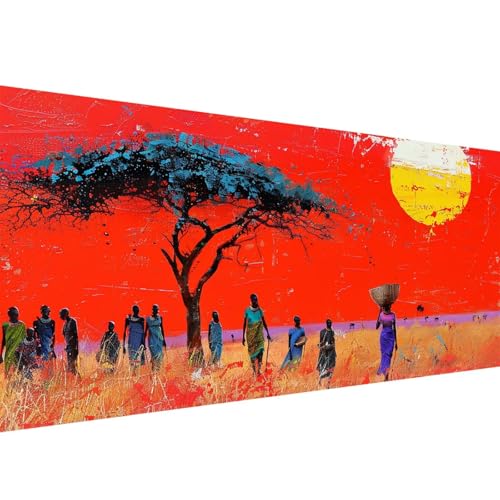 Diamond Painting Wiese 5D Afrikanische Frau Diamant Painting Bilder Erwachsene und Anfänger, Diamant Malerei Bastelset Erwachsene, DIY Mosaikherstellung Basteln für Wanddeko Geschenke, 90x180cm W1-35 von Yanefaei