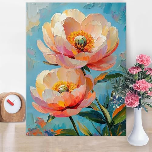 Malen Nach Zahlen Erwachsene Abstrakt, Malen Nach Zahlen Blume Paint by Numbers DIY Handgemalt Ölgemälde Kit Mit Pinseln und Acrylfarbe Knitterfreie Leinwand für Wanddeko Frau Geschenk 70x100cm W1-911 von Yanefaei