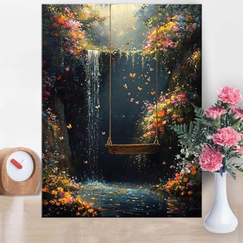 Malen Nach Zahlen Erwachsene Fallen, Blumen (2) Malen Nach Zahlen 70x100cm Paint by Numbers DIY Handgemalt Ölgemälde Kit Mit 3 - Pinseln und Acrylfarbe Knitterfreie Leinwand Kit für Wanddeko W1-858 von Yanefaei