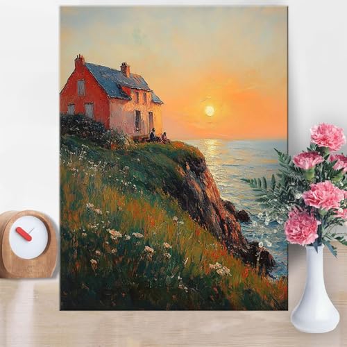 Malen Nach Zahlen Erwachsene Kabine,Malen Nach Zahlen Meer Paint by Numbers DIY Handgemalt Ölgemälde Kit Mit Pinseln und Acrylfarbe Knitterfreie Leinwand Kit für Wanddeko Frau Geschenk 70x100cm W1-819 von Yanefaei