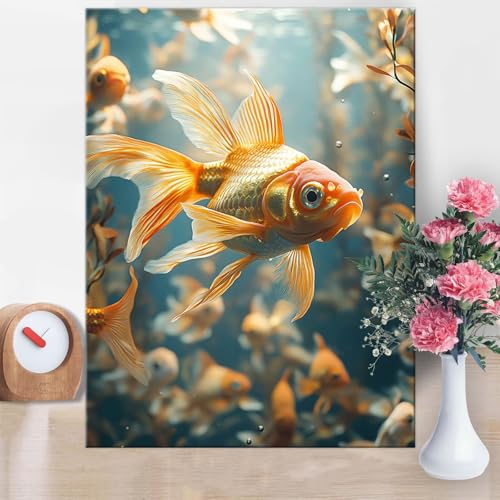 Malen Nach Zahlen Erwachsene Meeresboden, Malen Nach Zahlen Fisch Paint by Numbers DIY Handgemalt Ölgemälde Kit Mit Pinseln und Acrylfarbe Knitterfreie Leinwand für Wanddeko Geschenk 70x100cm W1-857 von Yanefaei