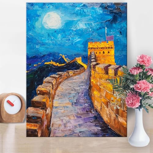 Malen Nach Zahlen Erwachsene Mond,Malen Nach Zahlen Himmel Paint by Numbers DIY Handgemalt Ölgemälde Kit Mit Pinseln und Acrylfarbe Knitterfreie Leinwand Kit für Wanddeko Frau Geschenk 70x100cm W1-913 von Yanefaei