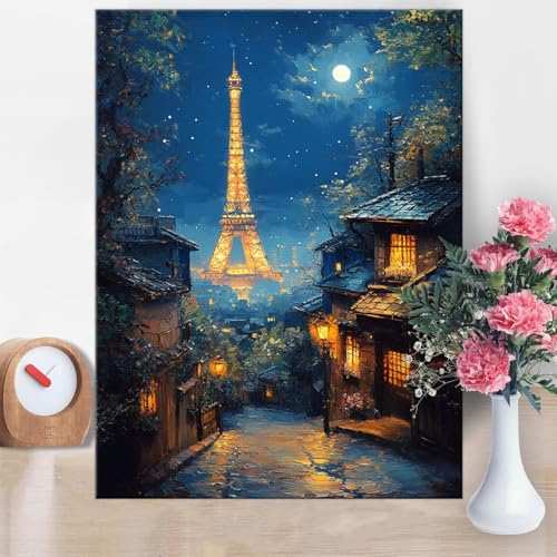 Malen Nach Zahlen Erwachsene Turm, Malen Nach Zahlen Baum Paint by Numbers DIY Handgemalt Ölgemälde Kit Mit Pinseln und Acrylfarbe Knitterfreie Leinwand Kit für Wanddeko Frau Geschenk 70x100cm W1-881 von Yanefaei