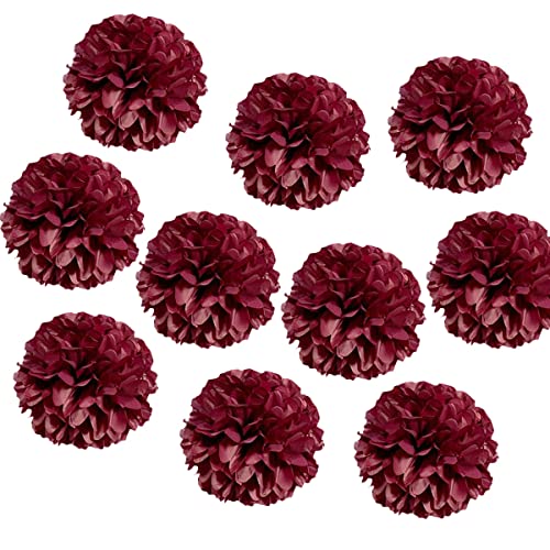 Papier-Pompons, 25,4 cm, Burgunderrot, Seidenpapier-Kugeln, Hochzeit, Party, Blumendekorationen, DIY, Kunst, Handwerk, Blüten für Geburtstag, Babyparty, Kinderzimmer, Dekoration, 10 Stück Papier-Pompons, 25,4 cm, Burgunderrot, Seidenpapier-Kugeln, Hochzeit, Party, Blumendekorationen, DIY, Kunst, Handwerk, Blüten für Geburtstag, Babyparty, Kinderzimmer, Dekoration, 10 Stück von Yangeey