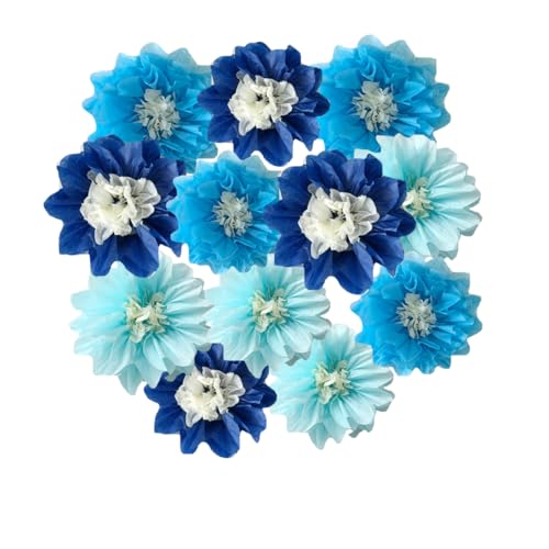 Papier-Pompons, zum Aufhängen, Papierblumen, Wandhintergrund, Hochzeit, Party, Blumendekorationen, DIY, Kunst, Handwerk, Blüten für Geburtstag, Babyparty, Kinderzimmer, Blau, 12 Stück Papier-Pompons, zum Aufhängen, Papierblumen, Wandhintergrund, Hochzeit, Party, Blumendekorationen, DIY, Kunst, Handwerk, Blüten für Geburtstag, Babyparty, Kinderzimmer, Blau, 12 Stück von Yangeey