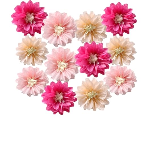 Pompons aus Seidenpapier, Blumendekorationen, Party-Dekorationen, hängende Blumen für Hochzeit, Geburtstag, Babyparty, Kinderzimmer, Wanddekoration, Rosenrot, 12 Stück Pompons aus Seidenpapier, Blumendekorationen, Party-Dekorationen, hängende Blumen für Hochzeit, Geburtstag, Babyparty, Kinderzimmer, Wanddekoration, Rosenrot, 12 Stück von Yangeey