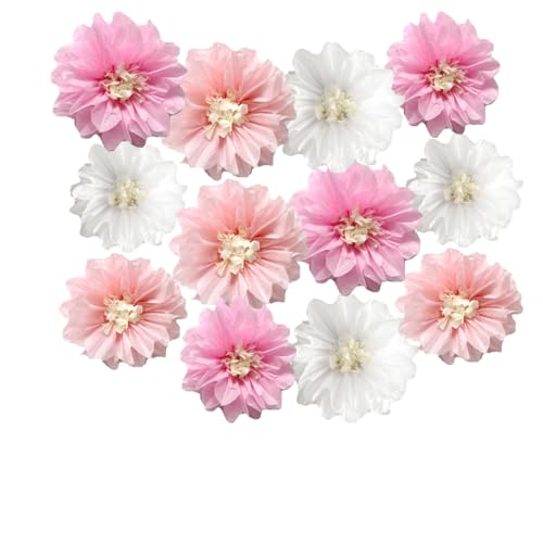 Seidenpapier-Pompons, Blumendekorationen, Party-Dekorationen, hängende Blumen für Hochzeit, Geburtstag, Babyparty, Kinderzimmer, Wanddekoration, Weiß, Rosa, 12 Stück Seidenpapier-Pompons, Blumendekorationen, Party-Dekorationen, hängende Blumen für Hochzeit, Geburtstag, Babyparty, Kinderzimmer, Wanddekoration, Weiß, Rosa, 12 Stück von Yangeey