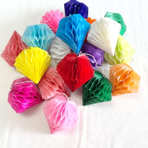 Wabenbälle, Wabenbälle, 10,2 cm, Wabendekoration, Seidenpapier, Wabenball, hängende Papier-Wabenblumenkugeln für Babyparty, Geburtstag, Hochzeit, Kinderzimmer, Dekoration (buntes Set), 20 Stück von Yangeey