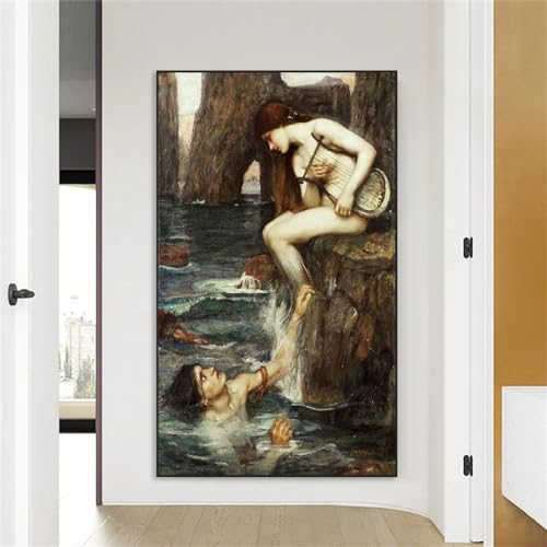 Yangld Klassisches Echo und Narziss-Ölgemälde-Poster „Die Sirene“ von John William Waterhouse, Drucke auf Leinwand, Heimdekoration, 70 x 140 cm, ohne Rahmen Yangld Klassisches Echo und Narziss-Ölgemälde-Poster „Die Sirene“ von John William Waterhouse, Drucke auf Leinwand, Heimdekoration, 70 x 140 cm, ohne Rahmen von Yangld