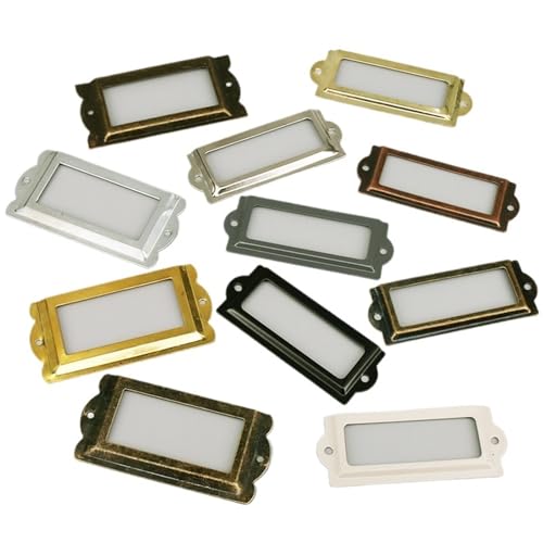 Etikettenhalter, 40 Stück, antikes Eisen, Etikettenrahmen, Namenskartenhalter, Schrank, Schublade, Box, Koffer, Metallrahmen mit Schrauben, Möbelbeschläge (Farbe I) von Yangshe