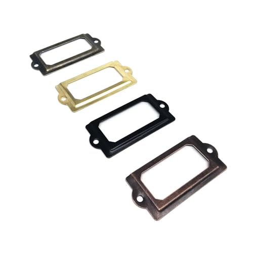 Etikettenhalter, 50 Stück, 33 x 70 mm, Eisenschublade, Namenskartenhalter, Etikettenzug, Griff, Datei (goldfarben) von Yangshe