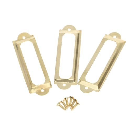 Etikettenhalter, 50 Stück, 62 x 18 mm, antikes Messing, Metall, Etikettengriff, Dateikartenhalter (Gold) von Yangshe