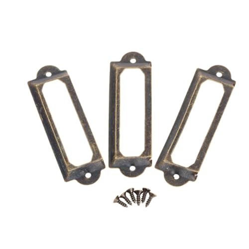Etikettenhalter, 50 Stück, 62 x 18 mm, antikes Messing, Metall, Etikettengriff, Dateikartenhalter (Grün-Bronze) von Yangshe
