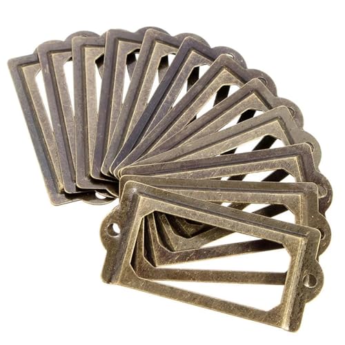 Etikettenhalter, 50 Stück, Metall-Etiketten-Ziehrahmen, antikes Messing, Visitenkartengriff, Vintage, multifunktional, für Möbel und Schränke Etikettenhalter, 50 Stück, Metall-Etiketten-Ziehrahmen, antikes Messing, Visitenkartengriff, Vintage, multifunktional, für Möbel und Schränke von Yangshe