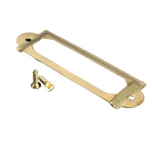 Etikettenhalter, 50 Stück, Schubladenetiketten, Mini-Rahmen, Metallanhänger, Datei, Name, Eisen, Kartenhalter, Vintage, 62 x 18 mm (Gold) von Yangshe
