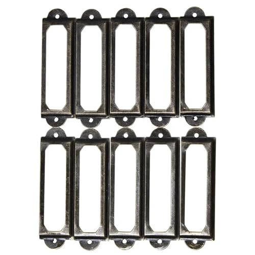 Etikettenhalter, 50 Stück, antiker Metall-Etiketten-Ziehrahmen, Griff, Datei-Namenskartenhalter (Bronze, 24 x 60 mm) von Yangshe