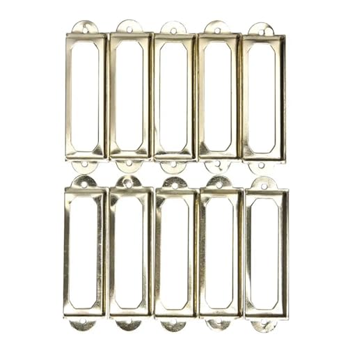 Etikettenhalter, 50 Stück, antiker Metall-Etiketten-Ziehrahmen, Griff, Datei-Namenskartenhalter (Gold, 24 x 60 mm) von Yangshe