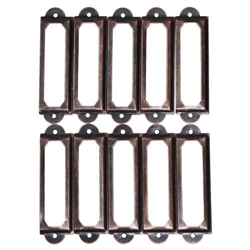 Etikettenhalter, 50 Stück, antiker Metall-Etiketten-Ziehrahmen, Griff, Datei-Namenskartenhalter (Rotbronze, 24 x 60 mm) von Yangshe