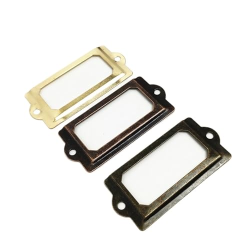 Etikettenhalter, 50 Stück, antiker Stil, 70 x 33 mm, Metall-Etiketten-Ziehrahmen, Griff, Datei-Namenskartenhalter (Farbe A) von Yangshe