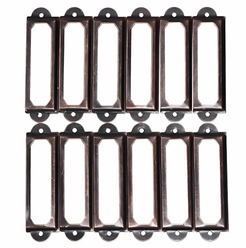 Etikettenhalter, 50 Stück, antikes Messing, Eisen, Schublade, Schrank, Etikettenzug, Griff, Kartenhalter für Schrank, Schublade, Box (Rotbronze) von Yangshe
