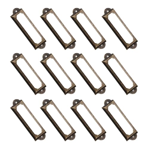 Etikettenhalter, 50 Stück, antikes Messing, goldener Metall-Griff, für Dateien, Namenskarten, 17 x 60 mm (Bronze) von Yangshe
