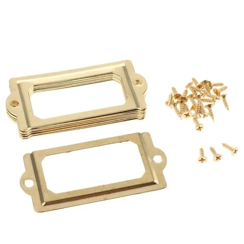 Etikettenhalter, Etikettenrahmen, Schublade, Namensschilder mit Schrauben, goldfarben, 50 Stück von Yangshe