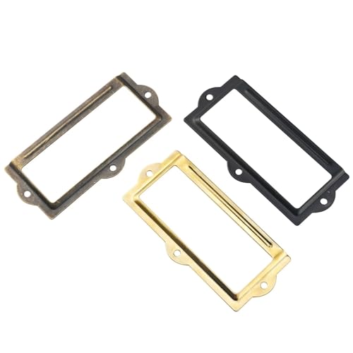 Etikettenhalter, Retro-Visitenkartenhalter, Etikettenrahmen, Visitenkartenrahmen, Schublade, Geschenkbox, Blechgriff, 90 x 42 mm, 30 Stück von Yangshe