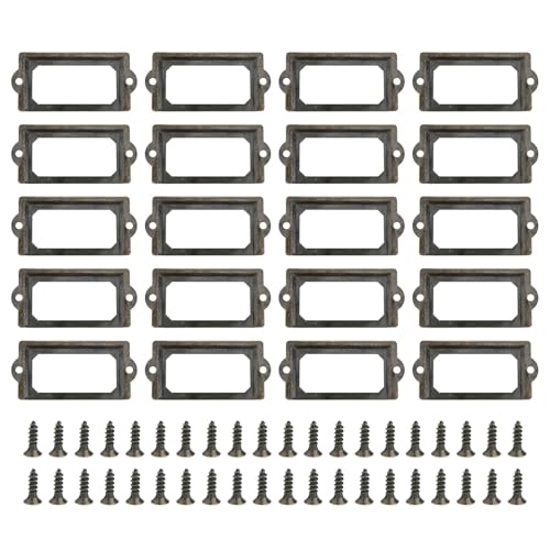 Etikettenhalter, antikes Messing, Eisen, handgefertigt, DIY-Griff, Datei-Namenskartenhalter, Ziehrahmen (grüne Bronze), 50 Stück von Yangshe
