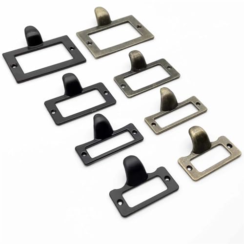 Etikettenhalter, klein, robust, antikes Messing, schwarz, dekorativ, Möbel, Schrank, Schublade, Rahmen, Griff, Datei-Namenskartenhalter (L x B x H): 59 x 44 mm, 40 Stück von Yangshe