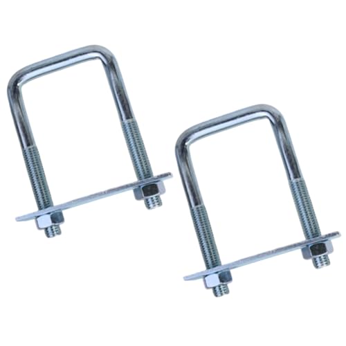 YANGSHINE Quadratische U-Bolzen mit Platten, M8, 50 x 100 mm, korrosionsbeständig, U-förmige Schrauben, Anti-Oxidations-U-Klemmen für Anhänger, Automobil, Blattfederverschluss, 2 Stück von Yangshine