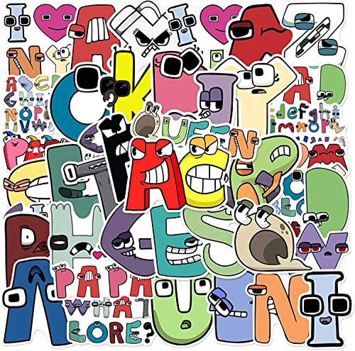 Yangsiw 52pcs Alphabet Lore Aufkleber, Geeignet für Kinder, Vinyl, Wasserdicht, Multicolor, Typographic, Buchstabenmuster (Cartoon), Sticker, Indoor von Yangsiw