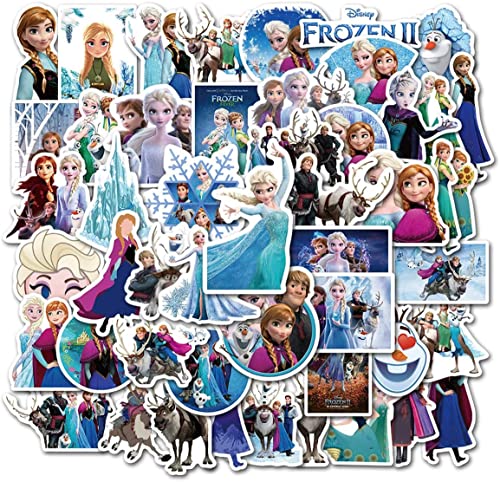 Yangsiw Wasserfeste Vinyl-Aufkleber für Wasserflasche, Gepäck, Fahrrad, Auto – Anna und Elsa Aufkleber für Kinder (50 Stück) von Yangsiw
