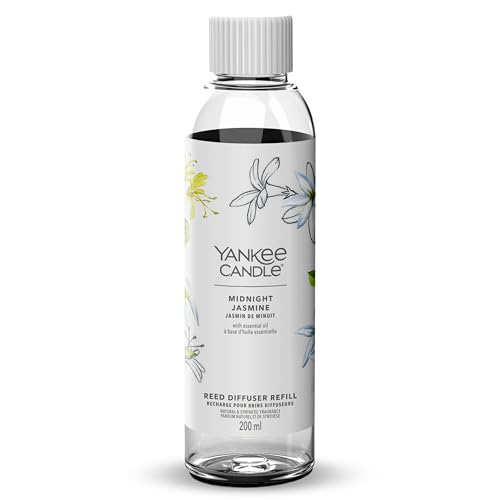 Yankee Candle Signature Nachfüllung für Diffusor mit Rattanstäbchen | Midnight Jasmine | 200ml | bis zu 20 Wochen Duft Frauen von Yankee Candle