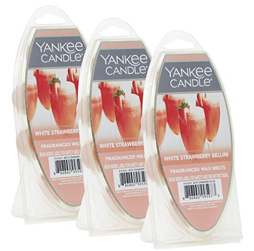 Yankee Candle White Strawberry Bellini Wachsschmelzen, 3 Packungen mit 6 Stück (18 insgesamt) von Yankee Candle