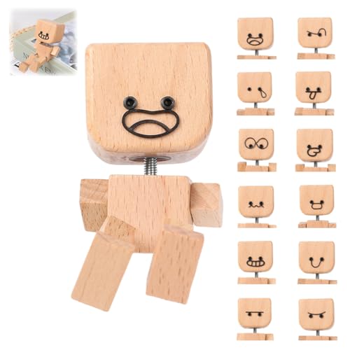 Yanlin Charmante Kleine Holzfigur, Schüttelnde Holzmann-Figur, Wackelmann Mit Wackelfüßen die mit 12 magnetischen Ausdrücke schwankt, Handgefertigte Wackelnde Füßen Holzpuppe Auto Ornamente Yanlin Charmante Kleine Holzfigur, Schüttelnde Holzmann-Figur, Wackelmann Mit Wackelfüßen die mit 12 magnetischen Ausdrücke schwankt, Handgefertigte Wackelnde Füßen Holzpuppe Auto Ornamente von Yanlin