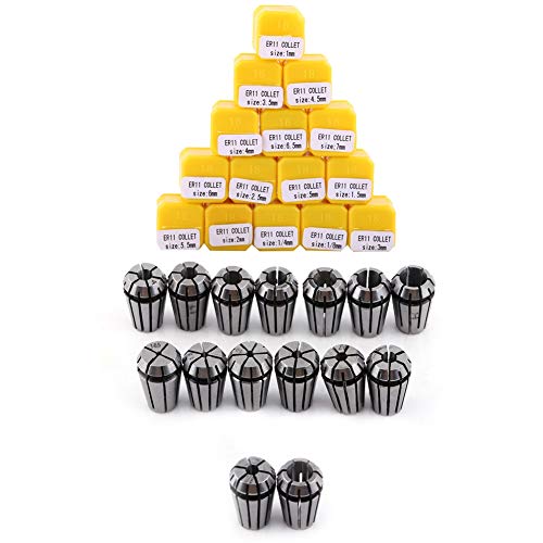 15 Stücke von 1 Satz Spannzange, ER11 Spannzange für CNC Graviermaschine & Fräsmaschine Spannwerkzeug 1mm, 1,5mm, 2mm, 2,5mm, 3mm, 3,5mm, 4mm, 4,5mm, 5mm, 5,5mm, 6mm, 6,5mm, 7mm, 1/8 ", 1/4" von Yanmis