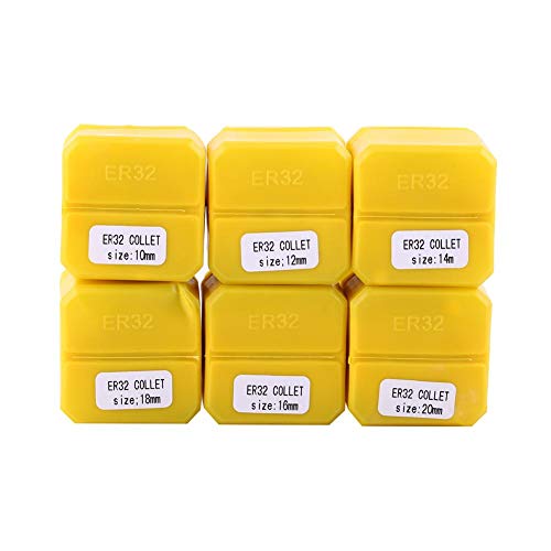 Yanmis ER32 Spannzangen Set, 6 Stück, 10-20mm, CNC-Fräse, Graviermaschine, Federstahl 65Mn von Yanmis