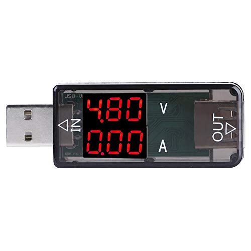 USB-Tester, Multimeter Voltmeter Amperemeter Strommesser USB-Ladegerät USB-Spannungsmesser Kann Geräte mit USB-Stromversorgung messen und ist mit dem Schnellladetest QC2.0/QC3.0 kompatibel(Schwarz) von Yanmis