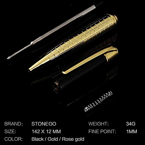 Yanmis Einzigartiger Edelstahl -Kugelschreiber Retractable Twist Black Tinte Medium 1,0 Mm Schnelltrocknen für Edelstahl (Golden #41) von Yanmis
