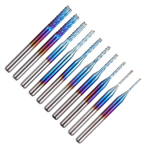 Yanmis Wolframstahl -Endmühlen für Gravurschnitte, 10 -pcs Leitermühlenschneider, für Edelstahl, Plastikplatte, mit Lagerbox von Yanmis