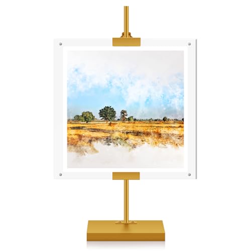 Yaocom Verstellbarer Metall-Staffelei-Ständer mit schwimmendem Acryl-Bilderrahmen, 41,9 cm, Tischrahmen-Ständer für Display, Poster oder Schilder, robuste Staffelei für Zuhause, Ausstellung von Yaocom