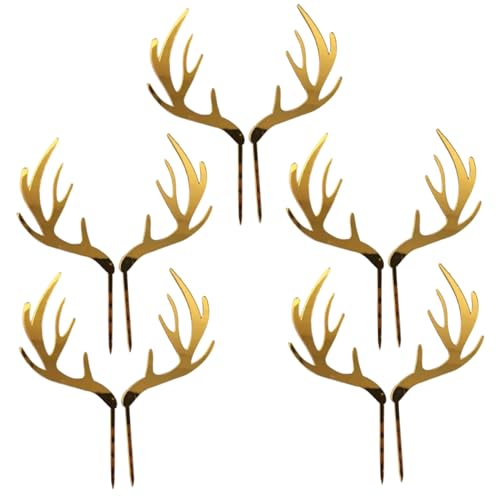 5pcs Hirschkuchen -Topper, Geweih Cupcake Topper, Weihnachtsdekorationen für Babyparty, Hochzeit, Jagd, Geburtstagsfeier, Hirsch -Cupcake - von Yaoliucp